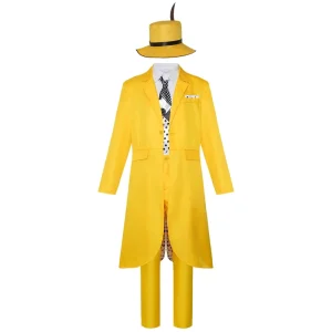 Men’s The Mask Cosplay Yellow Coat Suit with Hat Costume RMOV-38