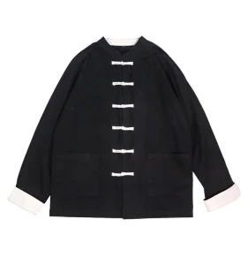 Men’s Traditional Chinese Hanfu Long-Sleeve Tang Suit Kung Fu Shirt Cardigan Coat