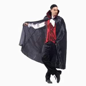 Men’s Vampire Halloween Costume Set with Polyester Cloak, Pants and Leggings