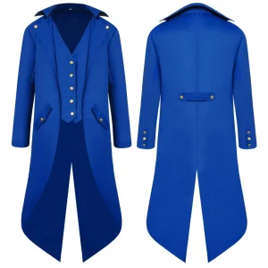 Men’s Victorian Tailcoat Costumes Polyester Long Coat for Cosplay Role Play and Stage Performance