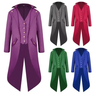 Men’s Vintage Victorian Steampunk Jacket Halloween Adult Costume Classic Cosplay Tailcoat