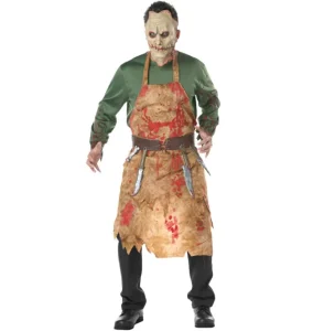 Men’s Zombie Butcher Chef Halloween Costume with Mask