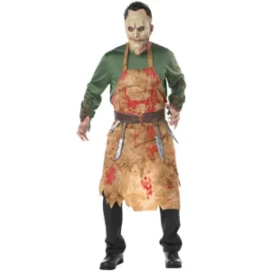 Men’s and Boys’ Zombie Butcher Horror Chef Costume with Mask