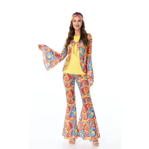 Men’s and Women’s Couple European and American Disco Hippie Dance Performance Costume