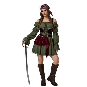 Men’s and Women’s Pirate Costume, Factory Direct, 1-Piece Polyester Halloween Cosplay
