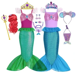 Mermaid Dress Costume for Girls with Headband