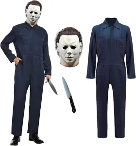 Michael Myers Halloween Costume for Men Adult Jumpsuit with Knife and Mask