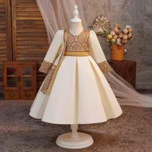 Middle East Dubai Arab Children’s Long Sleeve Printed Dress Ethnic Performance Costume