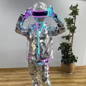 Mirror Robot Punk Costume with Helmet