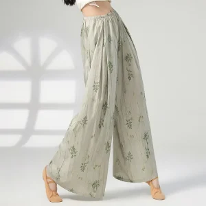 Modern Dance Pant Loose Straight Printed Wide leg Practice Pants Chinese National Classical Dance Flowing Modern Dance Pant