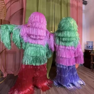 Modern Dancing Tassel Costume Colorful Spandex Stretching Nightclub Stage Performance Dress for Holiday Celebrations