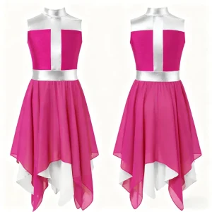 Modern Pink Contrast Lyric Stage Performance Costume for Adults Spandex Nylon Material