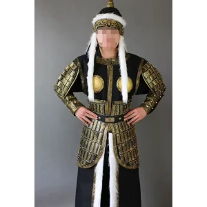 Mongolian Armor Traditional Men’s Outfit Three Kingdoms Style Battle Robe for Film and Television Props