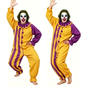 Movie Joker Clown Onesuit Adult Men Women Fancy Dress Halloween Party Stage Performance Circus Clown Jumpsuit Costume