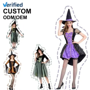 Multiple Types Halloween Witch Costume Suits Cosplay Outfit for Holiday Party Role Play Women Polyester
