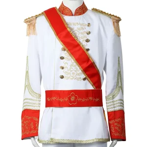 Music Drum Singer Court Dress Uniform Prince Suit Stage Costumes Marshal Combat Guard Dress White Men Suits