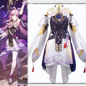 Mystic Diviner Witch Anime Cosplay Costume Women’s Polyester Purple Gold Fantasy Outfit for Conventions Themed Events Halloween