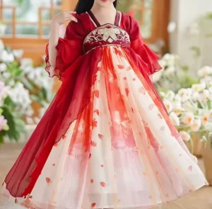Nayil Summer New Girls’ Hanfu Chinese Style Dress Exquisite Ancient Style Princess Children’s Tang Suit