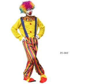 New Adult Circus Clown Cosplay Costumes Stage Performance Halloween Clown Role Play Supply for Birthday Carnival
