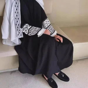 New Arrival Islamic Clothing Abaya Kimono Cardigan Embroidery Muslim Cotton Linen PALESTINE Abaya