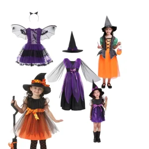 New Arrival Kids Halloween Cosplay Witch Devil Costumes for Dress up Theme Party