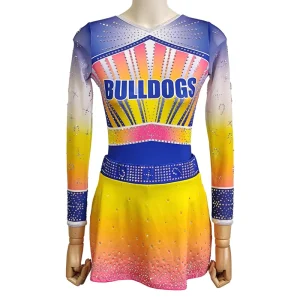 New Arrivals Custom Sparkly Diamonds Sublimation Printing High School Cheerleading Outfits Performance for Adults Youth