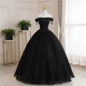 New Black Evening Dress Stage Costume Annual Party Student Art Exam Female Host