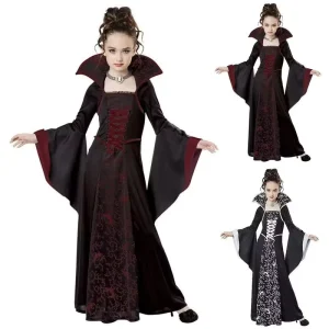 New Children’s Girls Echo Halloween Witch Costume Fancy Dress Medieval & Renaissance Carnival Party Performance Clothing