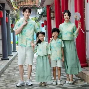 New Chinese style Parent Child Summer Outfits Sets Ancient Style Mother Daughter Dresses Hanfu Student Children’s Costumes