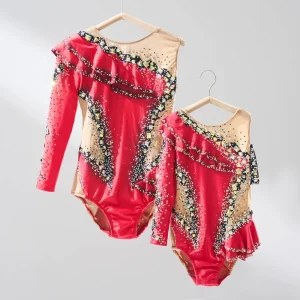 New Design Rhythmic Gymnastics Leotards Dance Costumes Girls Ballroom Skating Dance Dress