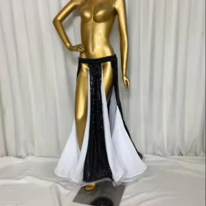 New Design Sequin Belly Dancing Slit Long Skirts Sexy Belly Dance Dress Women Costume Training Stage Performance Clothes