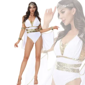 New Halloween Ancient Rome Cleopatra Costume Greek Goddess Cosplay Uniform Sexy Queen Dress Costume