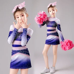 New Long sleeved Children’s Cheerleading Performance Costumes for Dance Competition
