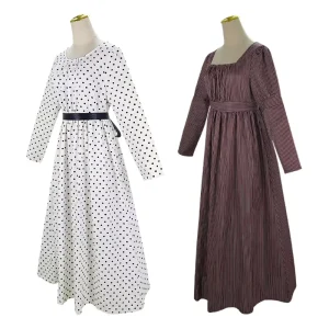 New Medieval Victorian Retro Dress Square Collar Long Sleeves High Waist Dress Halloween Role Playing Stage Performance Costumes