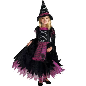 New Product Ideas Halloween Deluxe Party Fairytale Witch Costume for Girls With Witch Hat