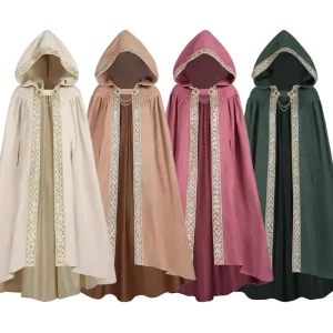 New Style Vintage Medieval Gothic Hooded Cloak Coat Men’s Women’s Cape Robe Gown Party Anime Costumes Wizard Sets