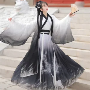 New Style of Ancient Song Dynasty Hanfu Female Spring and Summer Chinese Wind Collar Waist Skirt Big Sleeve Shirt Flowing