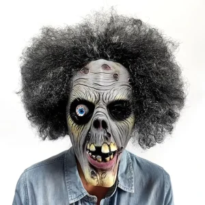 New Terrifying Zombie Mask with Wig Walking Death Cosplay Costume Props Horror Masque Scary Disguise Halloween Masks