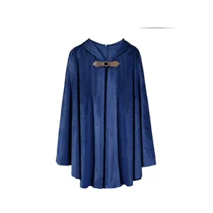 New Unisex Mens Medieval Blue Cape Cloak With Hood Renaissance Costumes Halloween Cosplay Knight Tunic Gothic Witch Party Cape