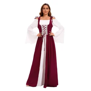 New Vintage Court Dress Cosplay Queen Red Green Party Dress Halloween Woman Carnival Party