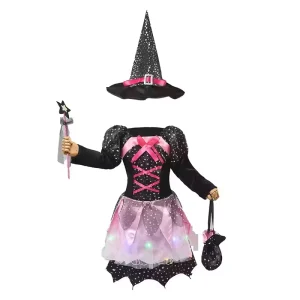 New Witch Costume Halloween Dress With Hat Carnival Cosplay Party Outfit with Candy Bag