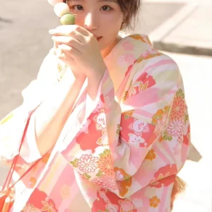 New Women Traditional Japanese Yukata With White Obi Photography Kimono Classic Robe Vestidos Performance Dance Costumes