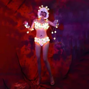Nightclub Personalized Customized 100% Polyester Stage Dance Costume Kits Adults Group Dance Team Party Atmosphere LED Set