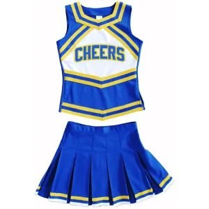 OEM Manufacturer Basketball Cheerleader Costumes Custom Sublimation Design Blue and Yellow Sexy Youth Cheerleading Uniforms