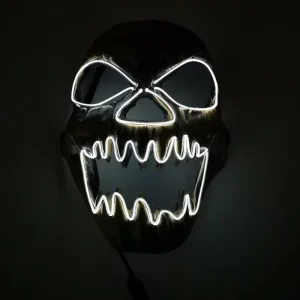 PVC LED Cold Light Flame Skull Glowing Mask for Carnival Halloween Easter Horror and Thriller Costumes