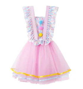 Pink Digital Print Fairy Tale Princess Dress for Girls Stage Performance