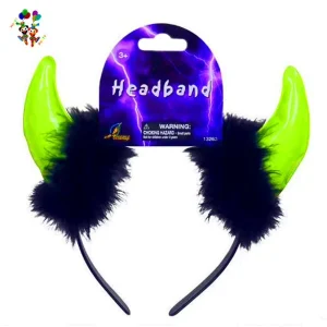 Plastic Party Fancy Dress Costume Green Color Devil Horns Halloween Headbands HPC 1594