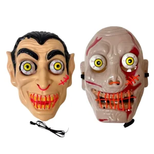 Plastic Vampire Zombie Full-Face Mask with Letterpress Print for Halloween Cosplay Costume
