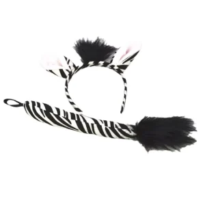 Plush Zebra Ears and Tail Headband for Halloween Party Anime Cosplay Stage Performance Costume Props Gift