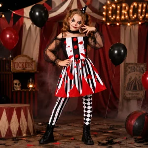 Polyester Dot Stripe Printed Kids’ Clown Costume